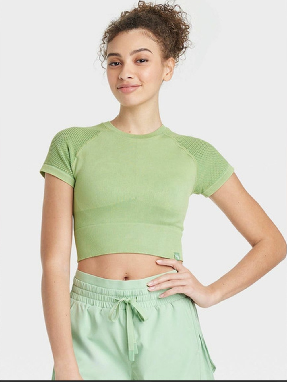Joy Lab Target Seamless Crop Short Sleeve Top in Light Green